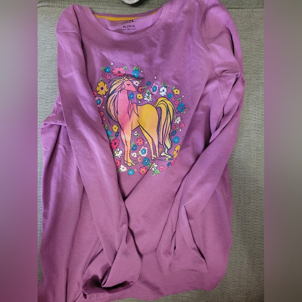 NWOT Falls Creek Long Sleeve Purple Unicorn Shirt